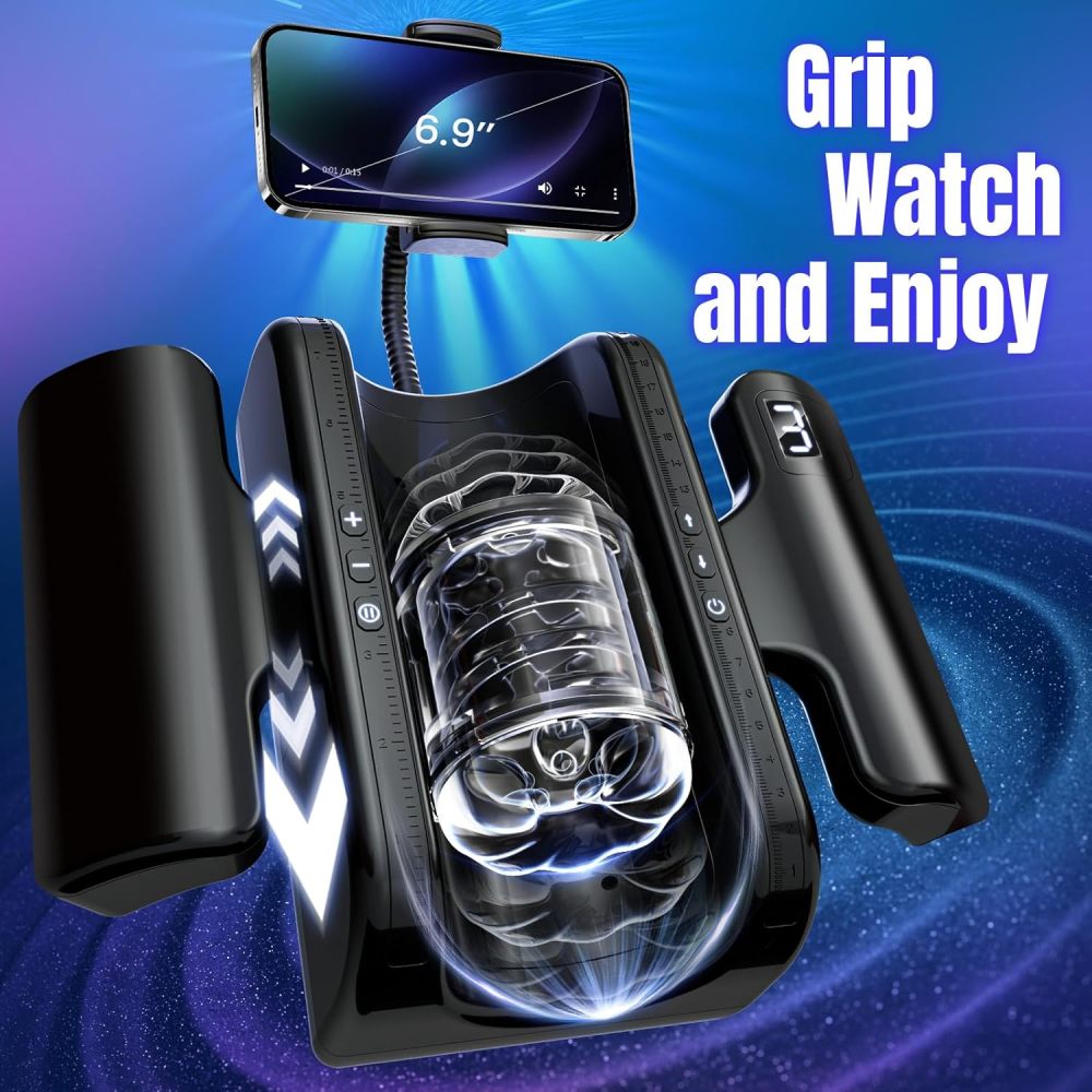 Male Masturbator Sex Toys for Men - EINSEO Pocket Pussy Adult Toys with 7.8in Adjustable Thrusting Length & 9 Speeds, LCD Male Sex Toy Hands Free Masturbators with 2 Sleeves & Phone Stand Male Stroker