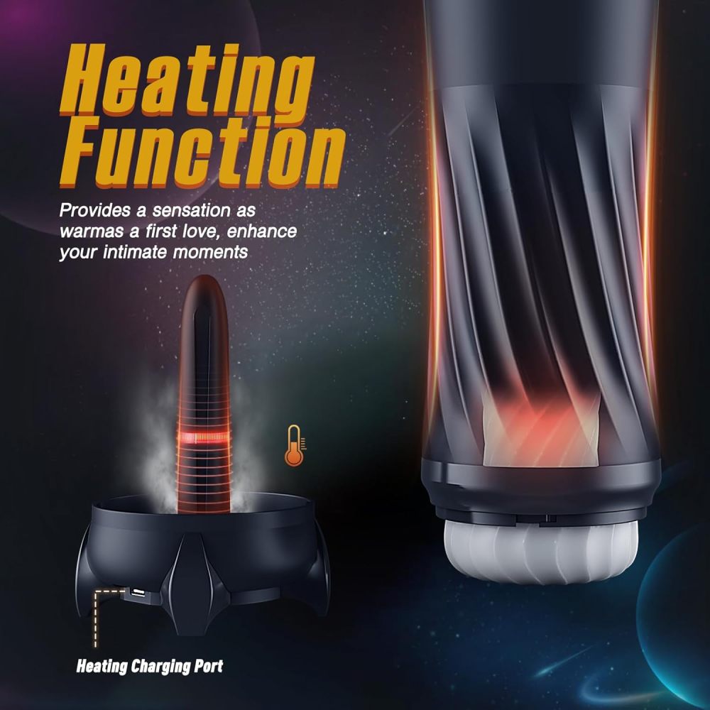 Automatic Male Masturbator with 3 Twisting, 5 Thrusting & Vibration Modes, Hands-Free Heating Male Vbrating Stroker, Adult Toy Pocket Pussy for Man Gay Play, Steelcan