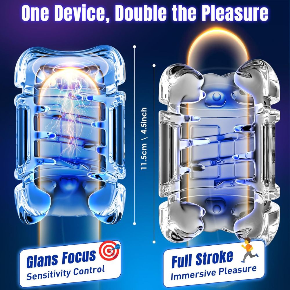 Male Masturbator Sex Toys for Men - EINSEO Pocket Pussy Adult Toys with 7.8in Adjustable Thrusting Length & 9 Speeds, LCD Male Sex Toy Hands Free Masturbators with 2 Sleeves & Phone Stand Male Stroker
