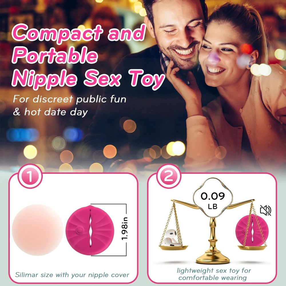 Nipple Toys Nipple Vibrator, Nipple Clamps Sex Pleasure Women with 10 Vibration Modes, Silicone Lightweight Invisible Nipple Toy, Vibrating Nipple Clamps
