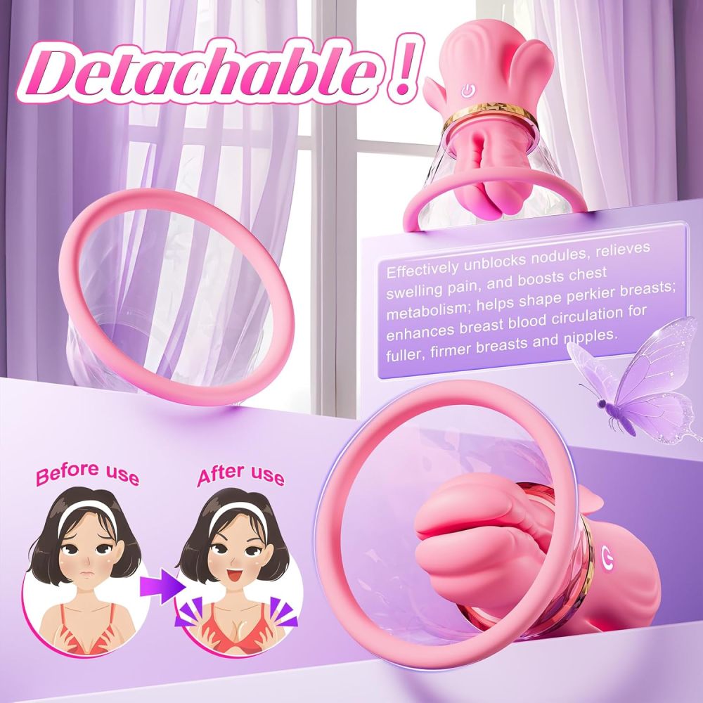 Nipple Toys Sex Toys Vibrator - 1 Pair BDSM Nipple Clamps with 10 Vibration Modes & Manual Sucking Stimulator, Silicone Detachable Nipple Toy Sex Toy Nipple Clamps Sensory Toys Woman