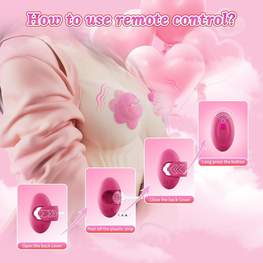 Nipple Toys Vibrator for Women, Vibrating Nipple Clamps Adult Toys with 10 Vibration Modes, Remote Controlled Nipple Toy Women Sex Toys, Adjustable & Wearable Nipple Vibrator for Women's Orgasm