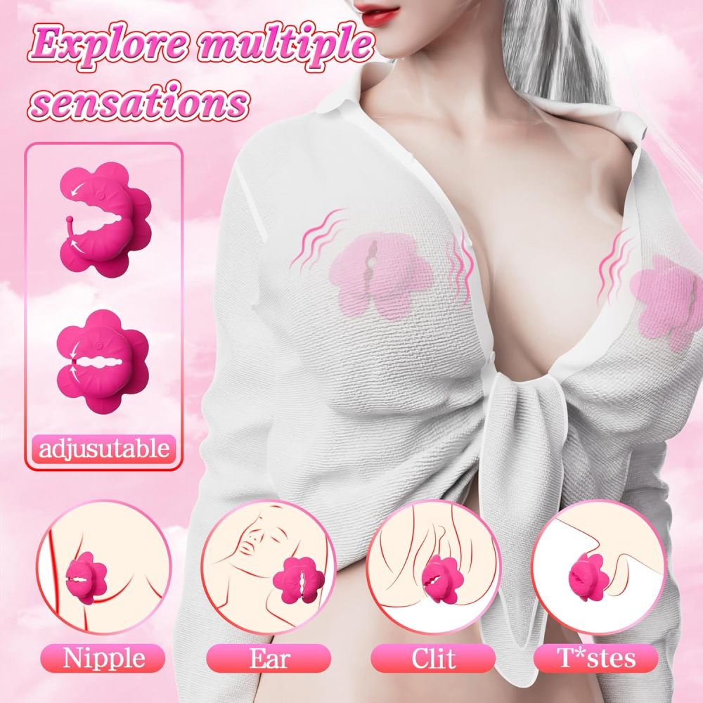 Nipple Toys Vibrator for Women, Vibrating Nipple Clamps Adult Toys with 10 Vibration Modes, Remote Controlled Nipple Toy Women Sex Toys, Adjustable & Wearable Nipple Vibrator for Women's Orgasm