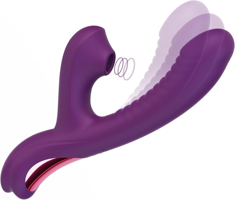 Come-Hither Rabbit Sucking Vibrator for Clitoral G Spot Stimulation, Adult Sex Toys for Women Couple, Vibrating Finger Massager with 3 Suction and 10 Vibration & Come-Hither Modes