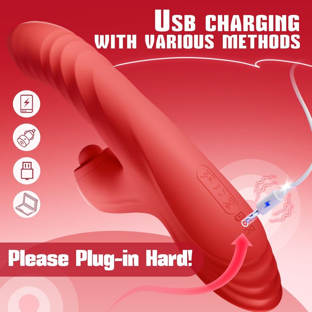 Vibrator Thrusting Dildo for Women Toendi G Spot Rose Toy Clitoral Stimulator Sex Toys Dildos Vibrator with 10 Vibration 7 Thrust Mode with Licking