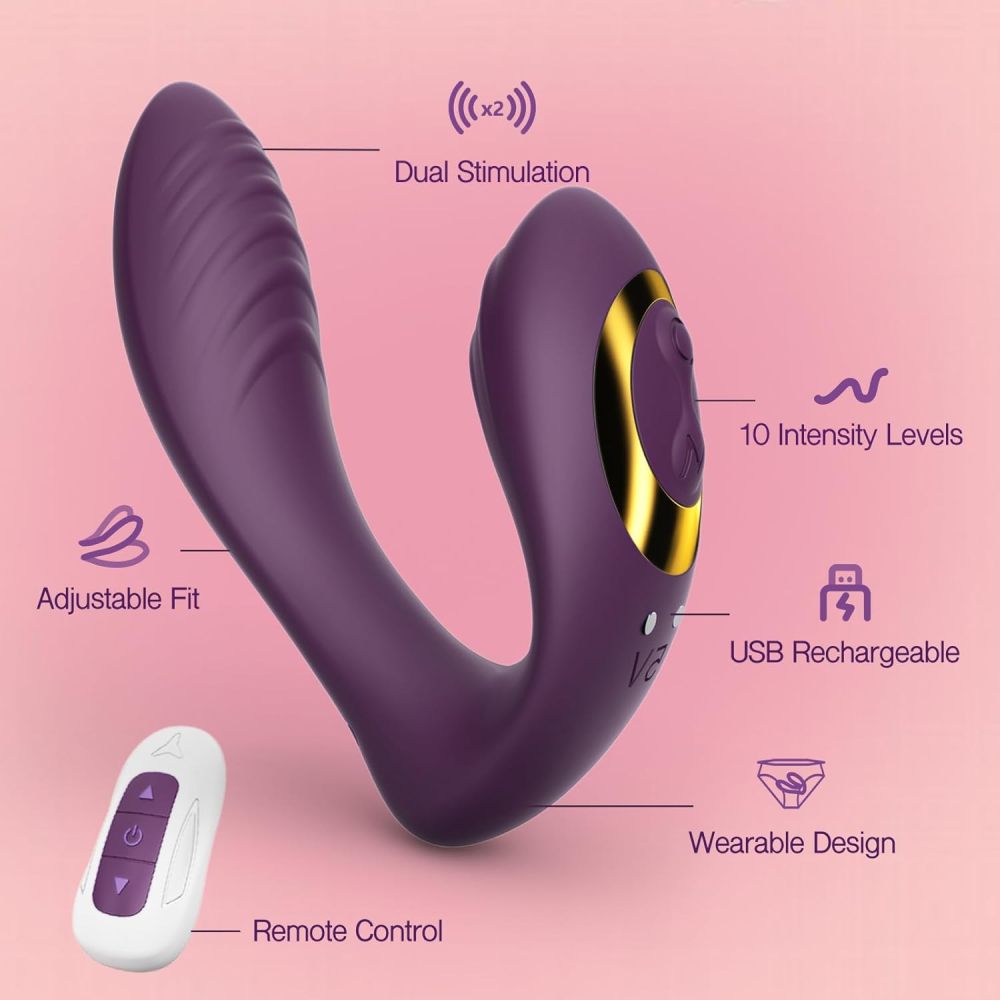 Wearable Clitoral G Spot Vibrator, Remote Control Adult Sex Toys for Women Couple, Powerful Quiet Panty Vibrators, Flexible Vibrating Adult Toy Stimulator with 10 Vibration