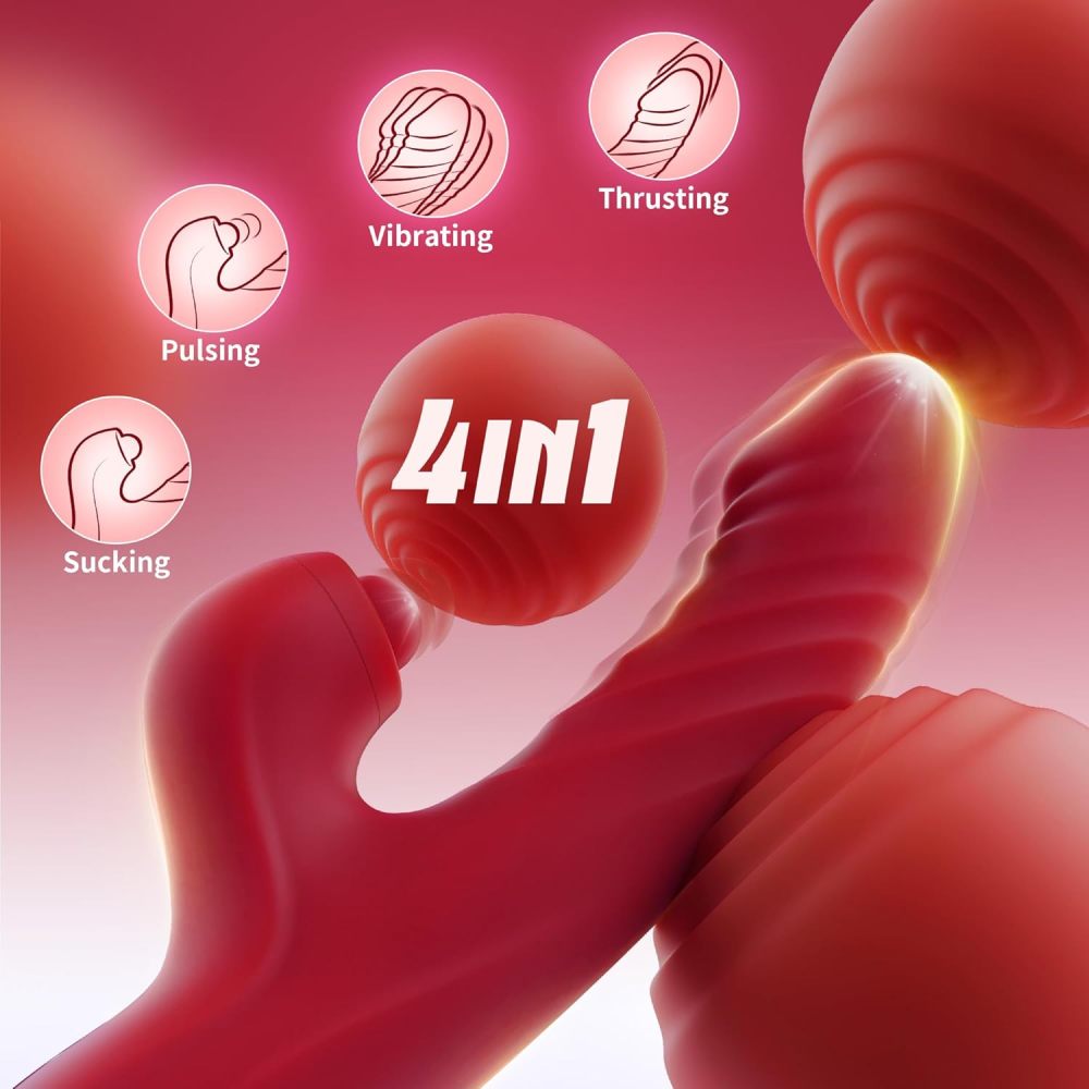 Vibrator Thrusting Dildo for Women Toendi G Spot Rose Toy Clitoral Stimulator Sex Toys Dildos Vibrator with 10 Vibration 7 Thrust Mode with Licking