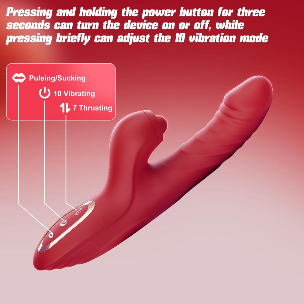 Vibrator Thrusting Dildo for Women Toendi G Spot Rose Toy Clitoral Stimulator Sex Toys Dildos Vibrator with 10 Vibration 7 Thrust Mode with Licking