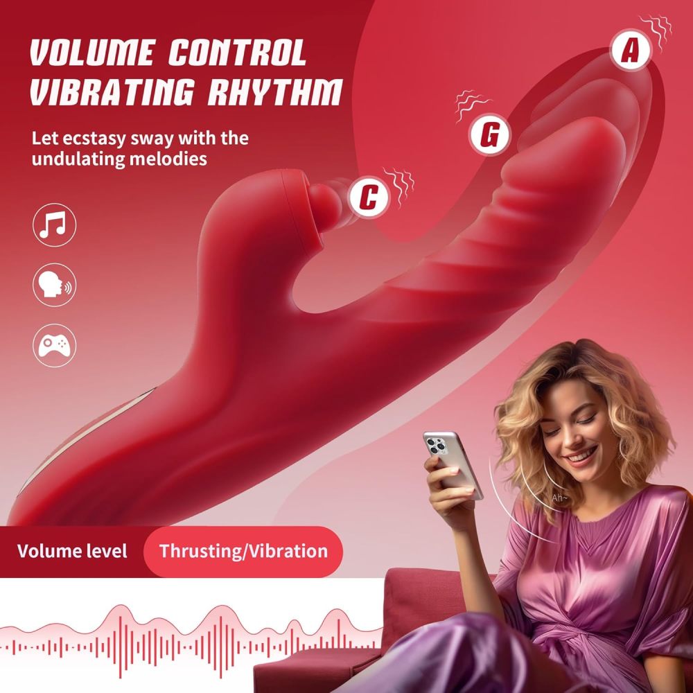 Vibrator Thrusting Dildo for Women Toendi G Spot Rose Toy Clitoral Stimulator Sex Toys Dildos Vibrator with 10 Vibration 7 Thrust Mode with Licking