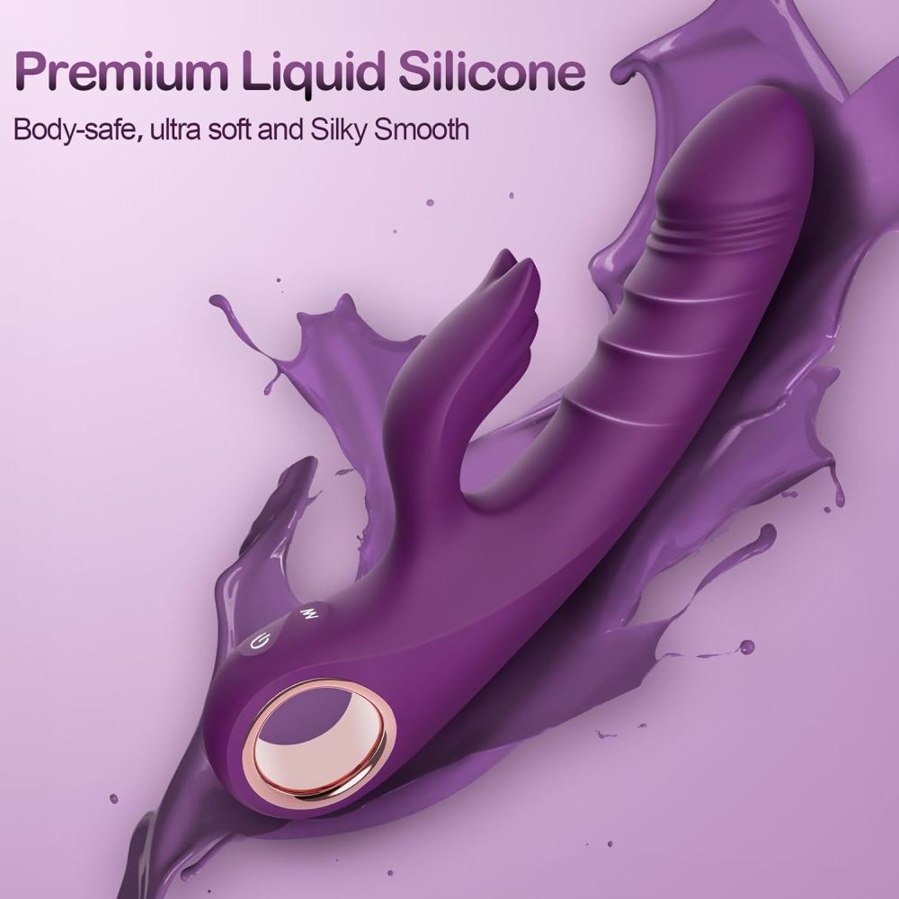 Thrusting Vibrator G Spot Dildos- Adult Sex Toys with 3 Thrusting Modes & 10 Vibrations for Dual Stimulation, Female G Spot Vibrator Rabbit Sex Toy Clitoral Vibrating Dildo