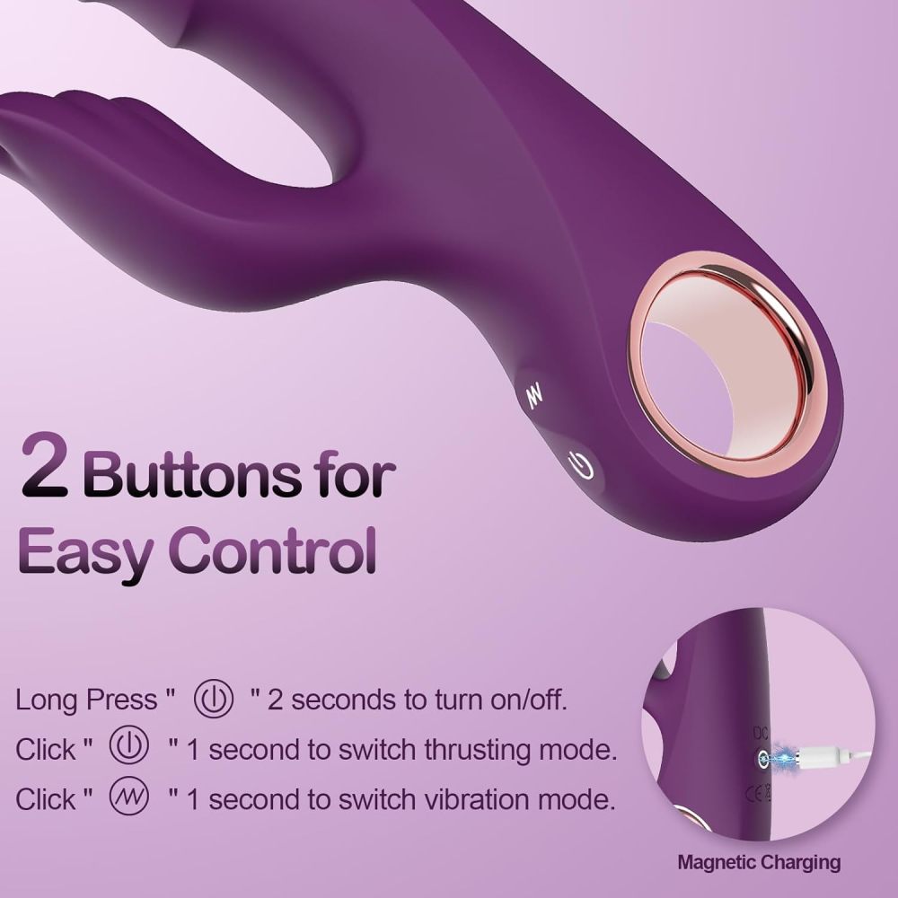 Thrusting Vibrator G Spot Dildos- Adult Sex Toys with 3 Thrusting Modes & 10 Vibrations for Dual Stimulation, Female G Spot Vibrator Rabbit Sex Toy Clitoral Vibrating Dildo