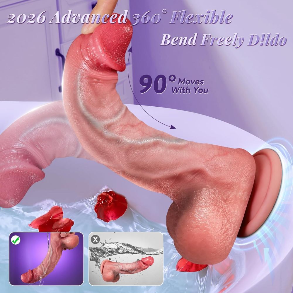 Vibrator Sex Toys Thrusting Dildo, Realistic Safety Soft Silicone Dildo with 10 Thrusting & 10 Vibrating Mode for Vagina Anal Sex Stimulation, G Spot Penis Vibrators Adult Sex Toy for Women and Couple
