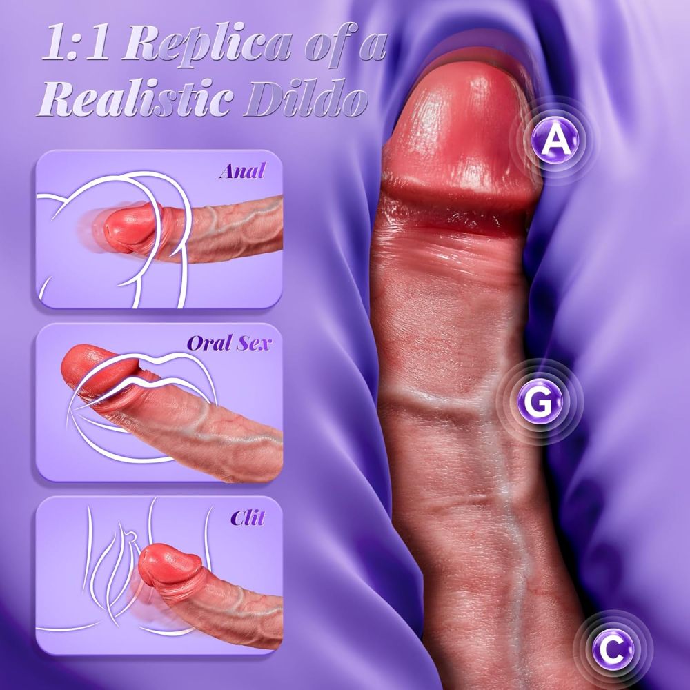 Vibrator Sex Toys Thrusting Dildo, Realistic Safety Soft Silicone Dildo with 10 Thrusting & 10 Vibrating Mode for Vagina Anal Sex Stimulation, G Spot Penis Vibrators Adult Sex Toy for Women and Couple