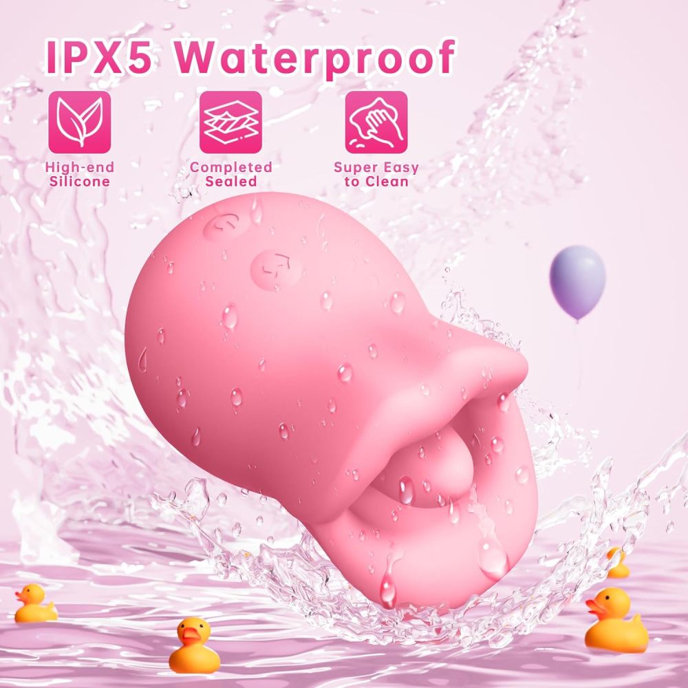 Vibrator Adult Sex Toys for Women, 3IN1 Silicone Mouth Tongue Clitoral Stimulator Rose Sex Toy with 10 Licking Biting & Vibrating Modes