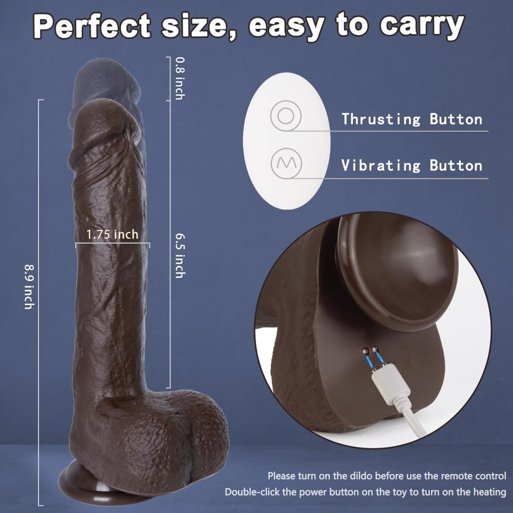 8.9“ Thrusting Dildo Vibrator Sex Toys - Remote Control Realistic Dildos with 9 Vibrating & 3 Thrusting Modes G Spot Dildo with Strong Suction Cup Adult Toys for Stimulation for Women Couples