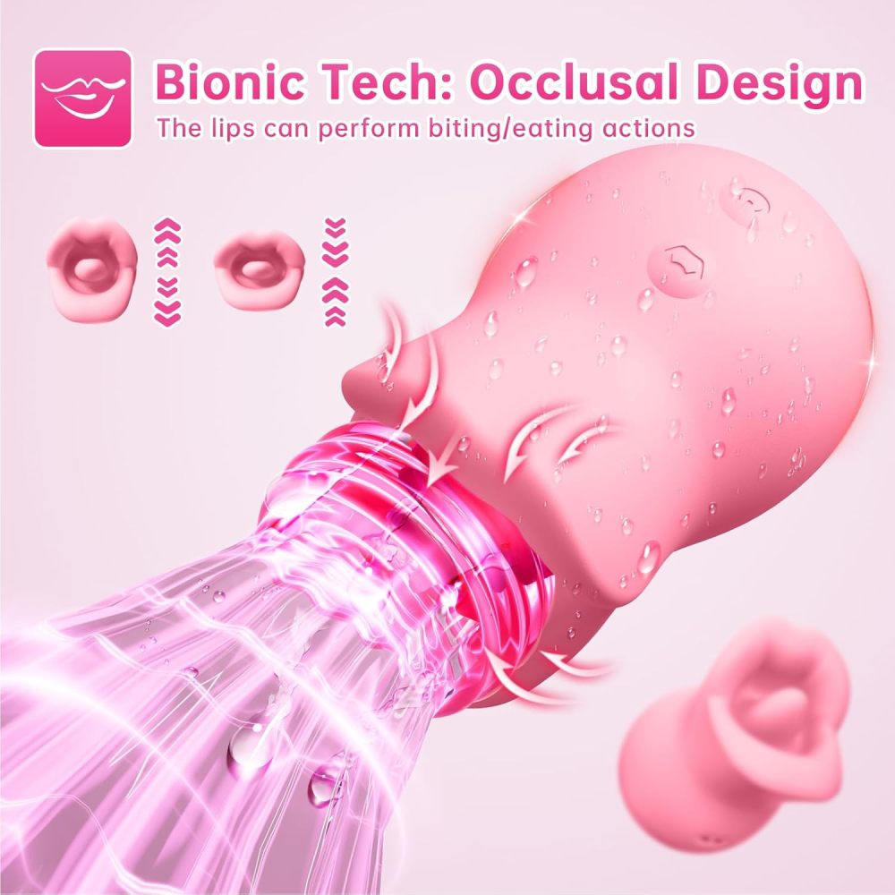 Vibrator Adult Sex Toys for Women, 3IN1 Silicone Mouth Tongue Clitoral Stimulator Rose Sex Toy with 10 Licking Biting & Vibrating Modes