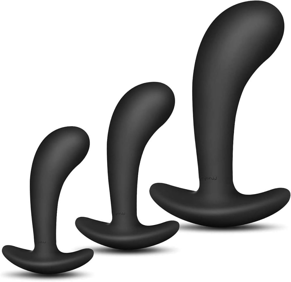 Butt Plug Trainer Kit for Comfortable Long-Term Wear, Pack of 3 Silicone Anal Plugs Training Set with Flared Base Prostate Sex Toys for Beginners Advanced Users