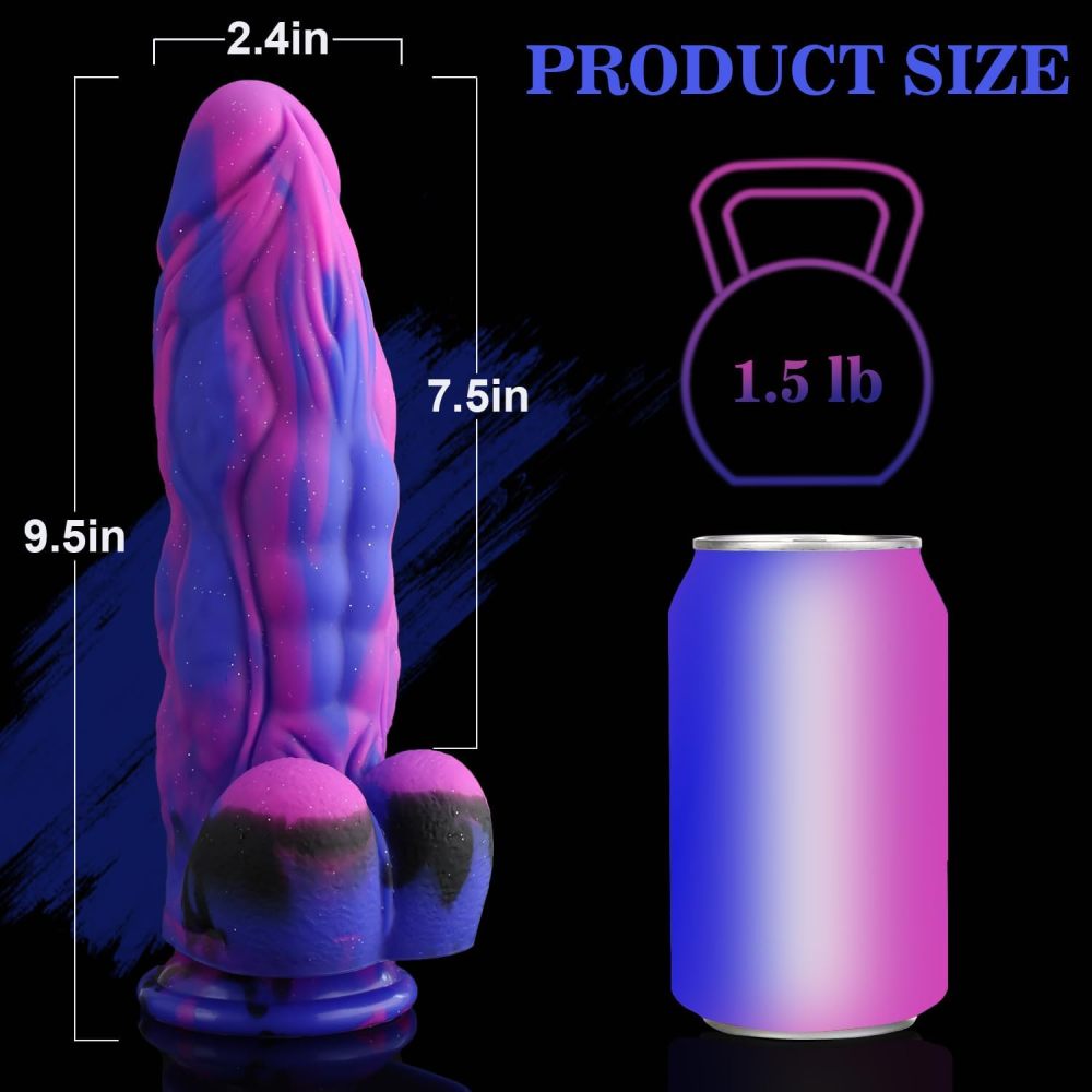 9.5'' Huge Fantasy Realistic Dildo,2.4'' in Diameter Thick G-spot Dildo,Soft Silicone Anal Dildo with Powerful Suction Cup,Adult Sex Toys for Women Men Gay Couple for Clitoral Vaginal Anal Stimulation