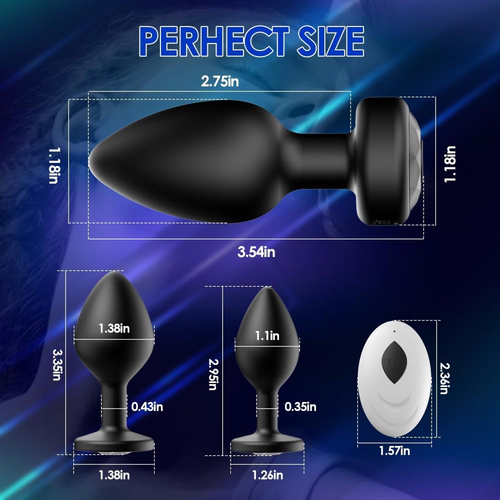 Anal Plug Sex Toys Vibrator – Silicone Butt Plugs Training Kit with Remote Control, 10 Vibration Modes, Prostate Massager for Adults