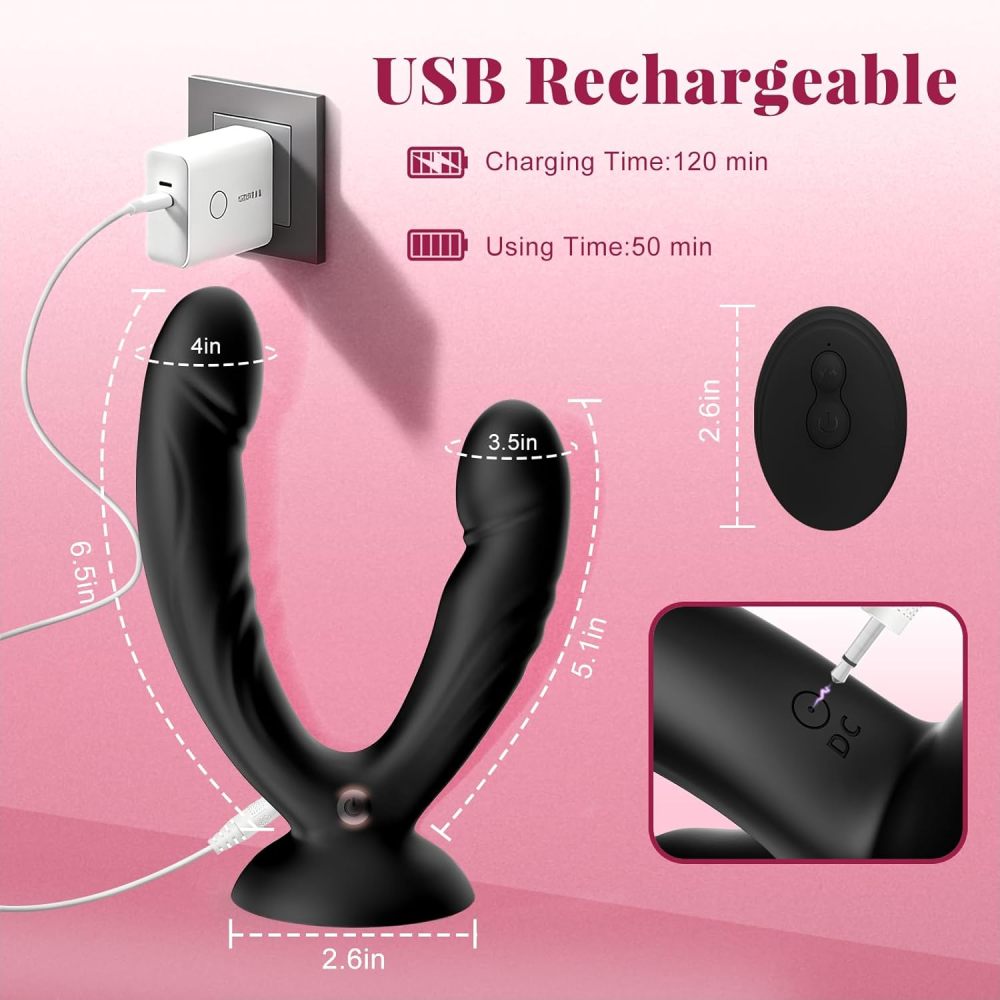 Double-Ended Suction Vibrator | Strong Vibration & Adjustable Position Pleasure Toy