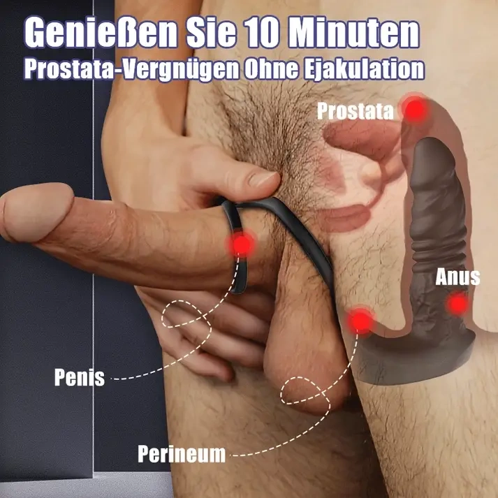 Sanftes Prostata ISpielzeug mit 9 Vibrationsstufen und Doppelring für maximalen Genuss