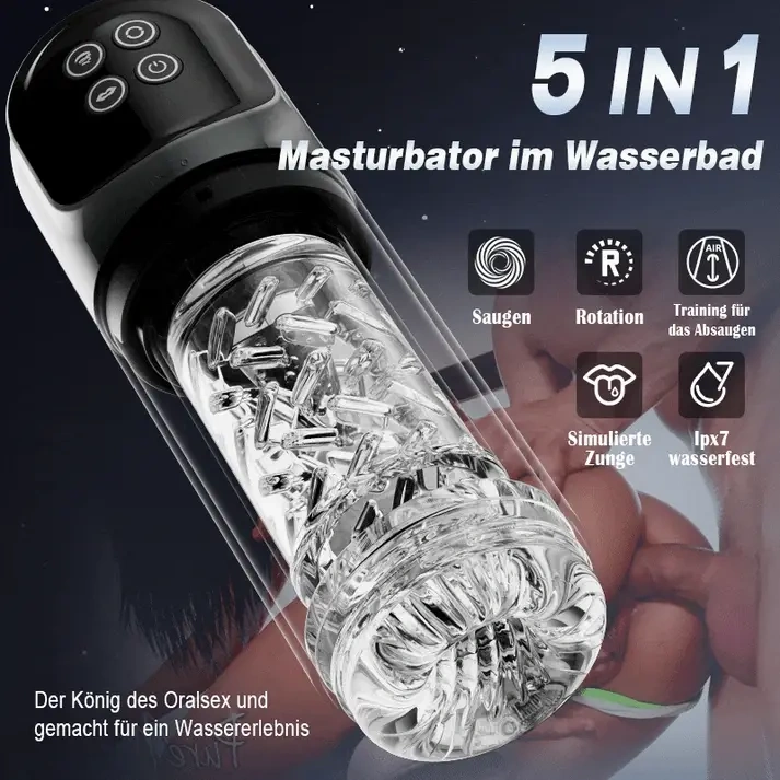 Vortex Automatischer Masturbator | 7 Saugstufen, Dual-Temperatur-SPA, 7 rotierende 360°-Massagebewegungen
