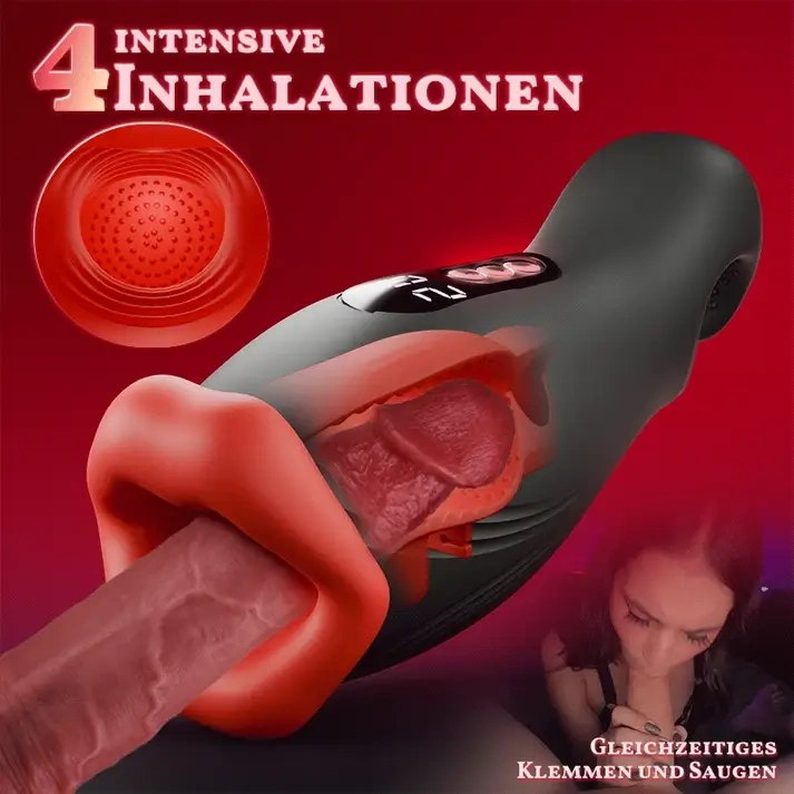 Enchantment Automatischer Männer-Masturbator | 9 Vibrationsmodi, 4 Saugstufen mit klammernder Oralstimulation
