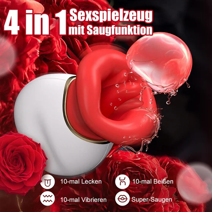 Mund- & Zungenstimulator 4-in-1 | Lecken, sanftes Beißen, Saugen und Vibration für intensive Klitorisstimulation