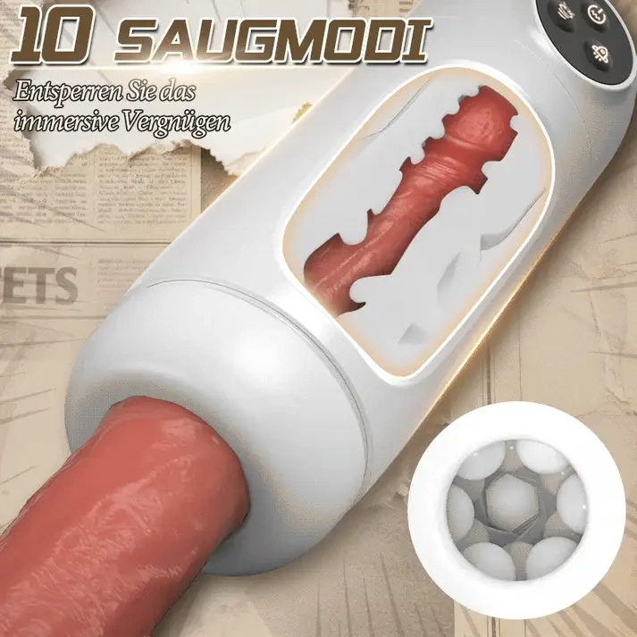Masturbator mit Saug- und Vibrationsfunktion | 10 Saugmodi, 10 Vibrationsstufen, One-Touch-Burst