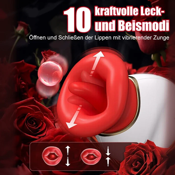 Mund- & Zungenstimulator 4-in-1 | Lecken, sanftes Beißen, Saugen und Vibration für intensive Klitorisstimulation
