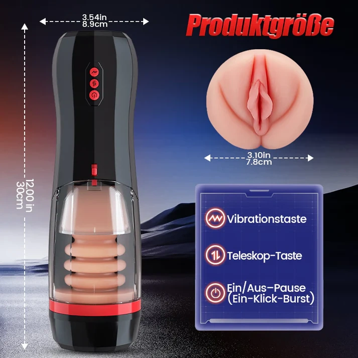 4-in-1 Cup-Masturbator | Saugen, Vibrieren, Stoßen & realistische Vokalisierung
