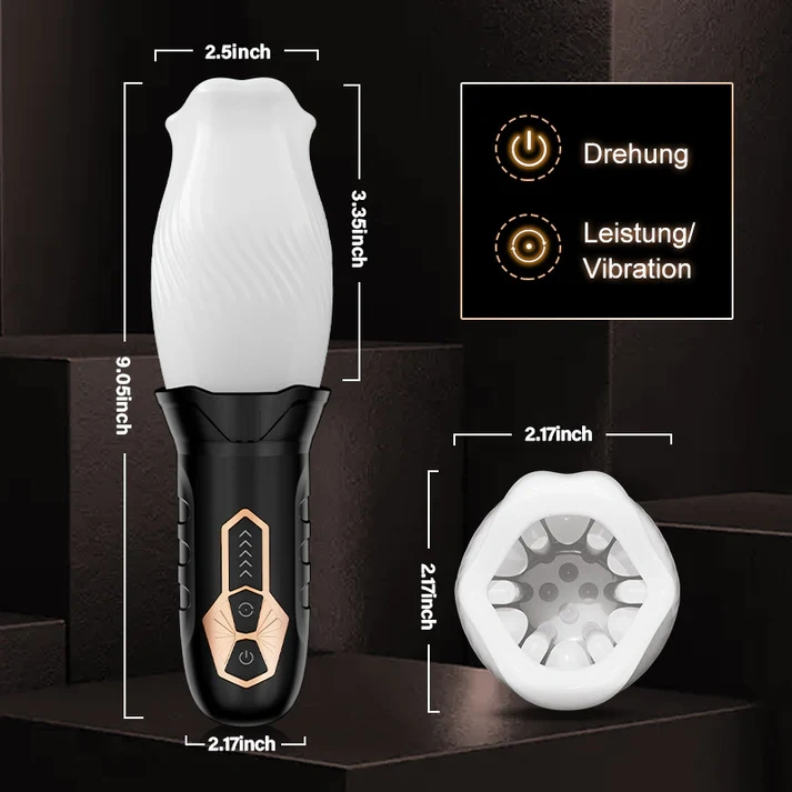 TORNADO 2-in-1 Oralsex-Cup-Masturbator | 10 Vibrationsmodi, 5 Rotationsstufen