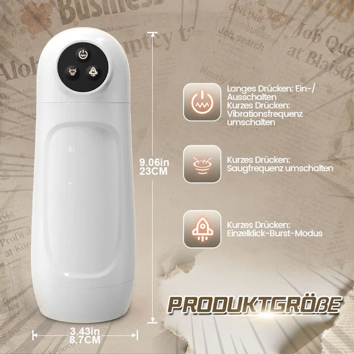 Masturbator mit Saug- und Vibrationsfunktion | 10 Saugmodi, 10 Vibrationsstufen, One-Touch-Burst