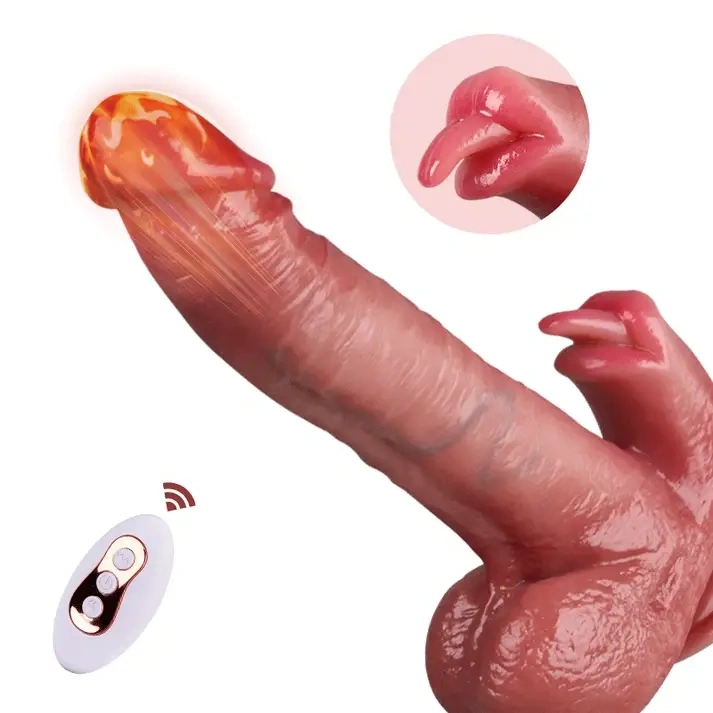 Lebensechter Dildo | Verbessertes Design mit Leck-, Wärme-, Stoß- und Schaukelfunktion