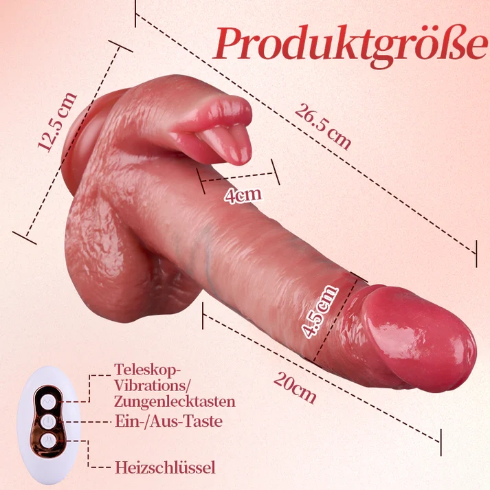 Lebensechter Dildo | Verbessertes Design mit Leck-, Wärme-, Stoß- und Schaukelfunktion