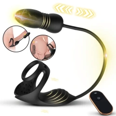 Prostata-Massager mit Stoß- & Vibrationsfunktion | 9 Thrust-Modi, Dual-Penisringe & Hodenstimulation