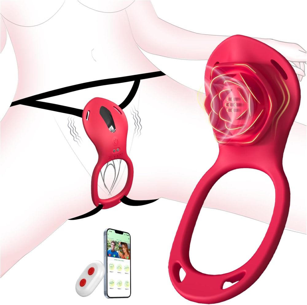 Wearable Rose-Panty-Vibrator | App- und Fernbedienung, Klitoris- & Penisring-Stimulator für Paare