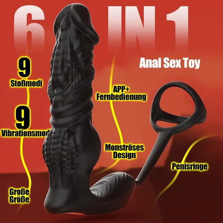 6-in-1 Prostatamassagegerät | Schnelle Stoßfunktion mit Fernbedienung & App-Steuerung