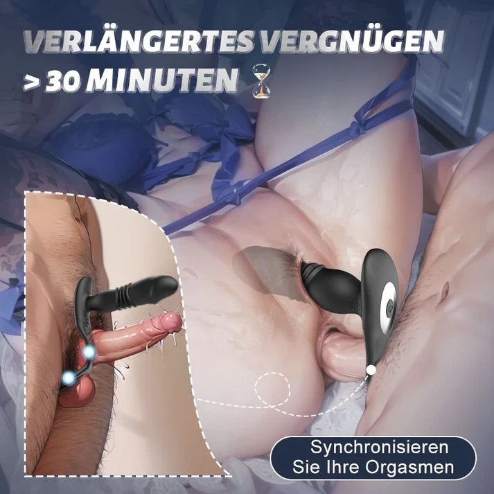 SAUL 3 Teleskop-Prostatavibrator mit Doppel-Penisring | 12 Vibrationsmodi für intensivere Stimulation