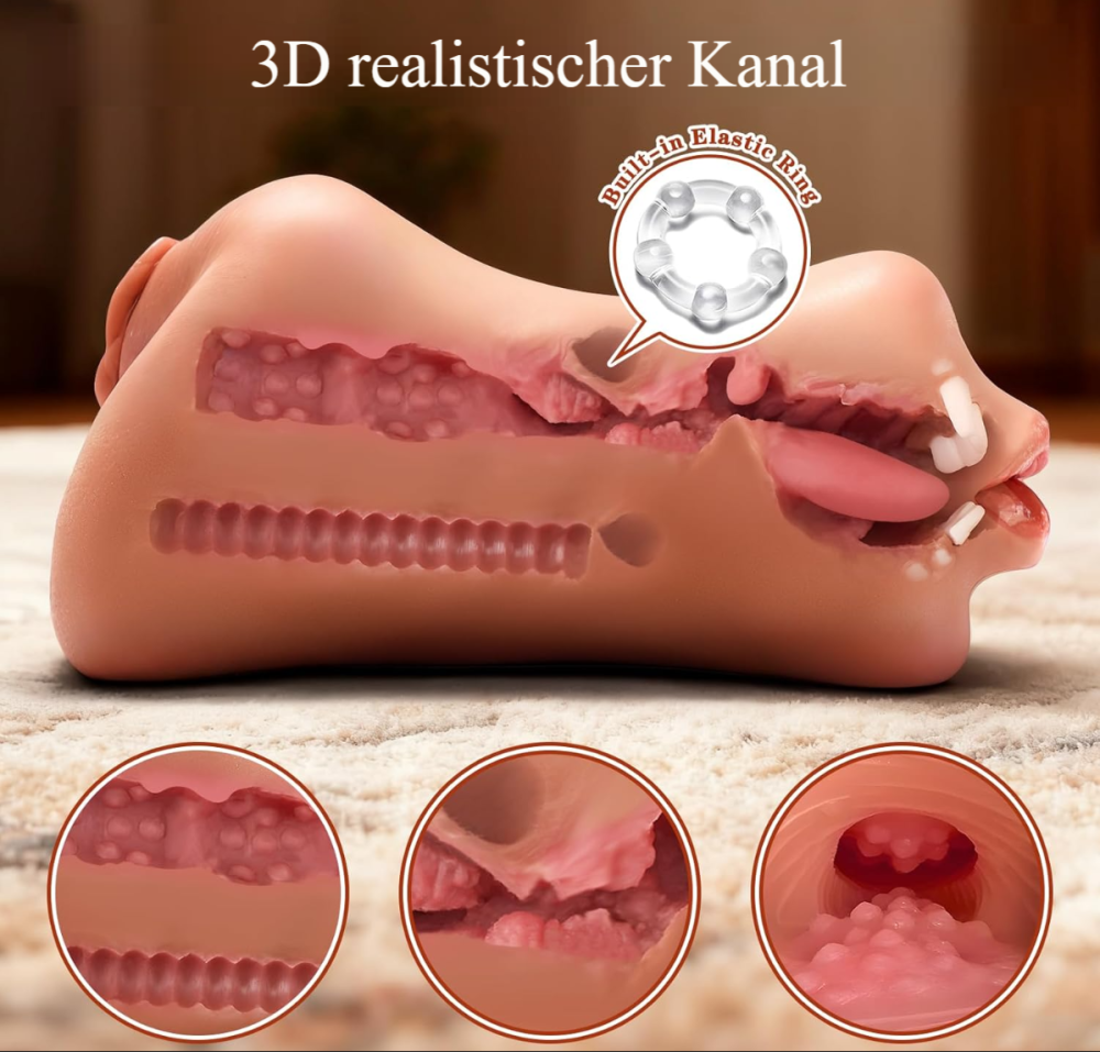 3-in-1 Masturbator für Männer | Realistischer 3D-Tunnel mit Oral-, Anal- & Vaginal-Feeling