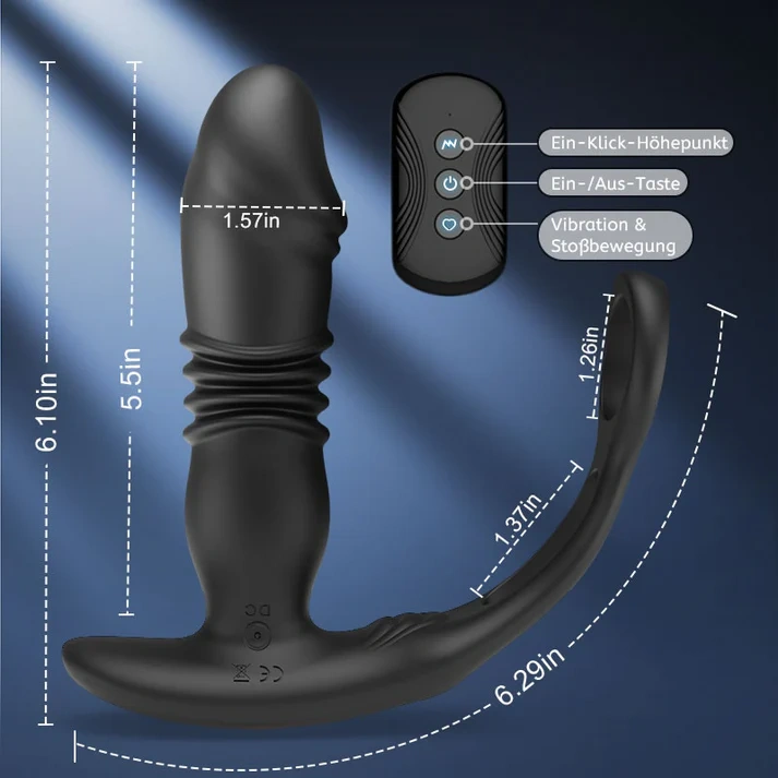SAUL 3 Teleskop-Prostatavibrator mit Doppel-Penisring | 12 Vibrationsmodi für intensivere Stimulation