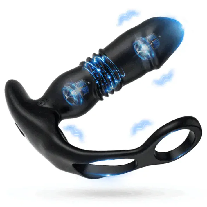 SAUL 3 Teleskop-Prostatavibrator mit Doppel-Penisring | 12 Vibrationsmodi für intensivere Stimulation