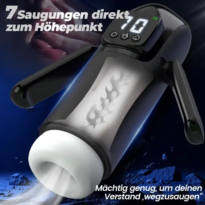 Phantom Männer-Masturbator | 7 Saugungen, 7 Vibrationen & grob strukturierter Innenkanal