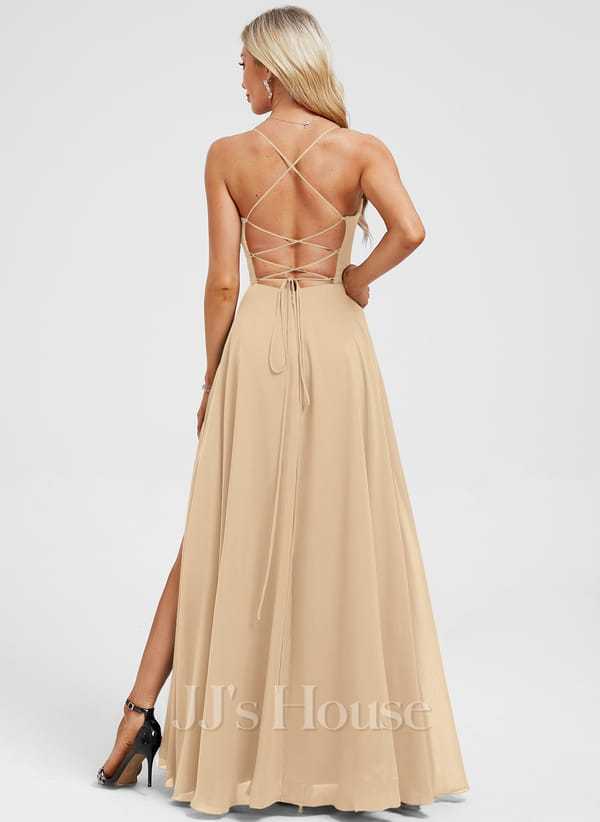 JJ's House Euridice Dark Navy V-Neck Pleated Chiffon Dress