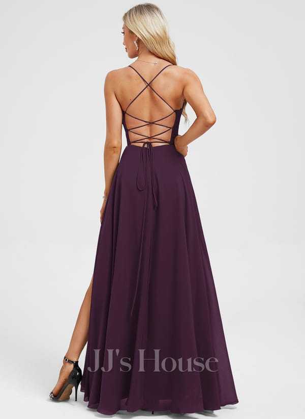 JJ's House Euridice Dark Navy V-Neck Pleated Chiffon Dress