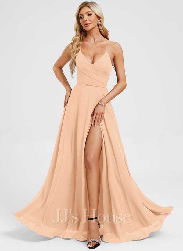 JJ's House Euridice Dark Navy V-Neck Pleated Chiffon Dress