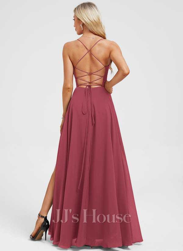 JJ's House Euridice Dark Navy V-Neck Pleated Chiffon Dress