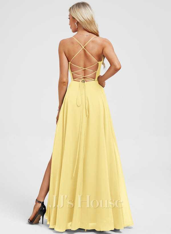 JJ's House Euridice Dark Navy V-Neck Pleated Chiffon Dress
