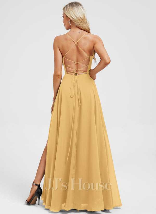 JJ's House Euridice Dark Navy V-Neck Pleated Chiffon Dress