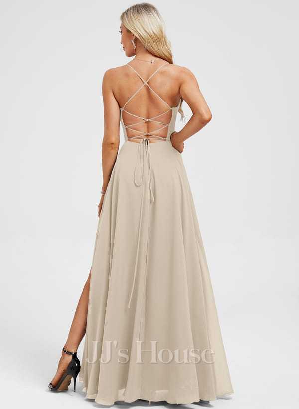 JJ's House Euridice Dark Navy V-Neck Pleated Chiffon Dress